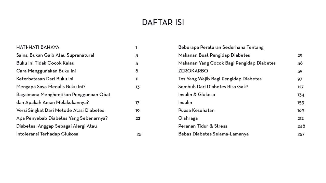 Daftar Isi buku SOLUSI DIABETES